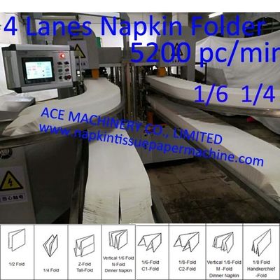 High Speed 5200 Pc/Min 4 Lanes Automatic Paper Napkin Making Machine 300x300mm Tissue Paper Napkin Machine