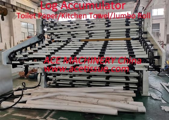 Akumulator Log Otomatis Sepenuhnya Berkecepatan Tinggi Untuk Penyimpanan Nonwoven Roll 100 Log