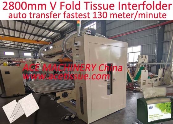 Full Auomatic V Fold Box Drawing Facial Tissue Machine 1200 lembar/min 10 jalur