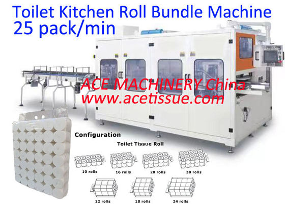 Mesin Pengemasan Tissue Paper Full Automatic Packing Multi Toilet Roll Kitchen Towel ke dalam kantong PE pra-dibuat