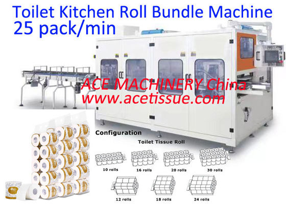 Parameter layar sentuh pengaturan Mesin pengemasan kertas toilet otomatis penuh untuk multi roll dan handuk dapur