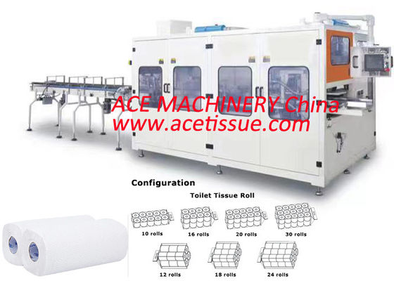 Kitchen Roll Kamar Mandi Tissue Paper Mesin Pengemasan Untuk Toilet Roll Kecil Dengan 4 6 9 12 Mesin Dimensi L7500*W1850*H2200 Mm