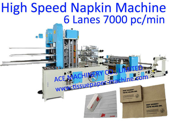 6 Jalur 5000 Lembar / Menit 1/4 Mesin Pembuat Serbet Tissue Lipat