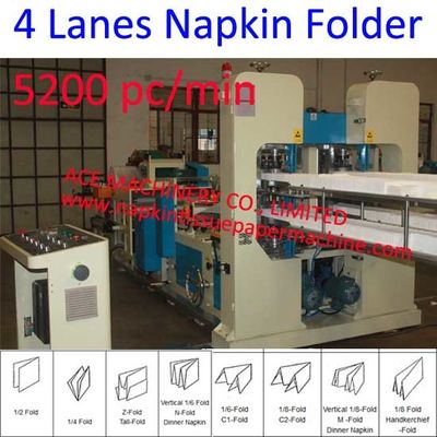 5200 Pc / Min Empat Baris Mesin Pembuat Serbet Otomatis Mesin Produksi Serbet 330x330mm