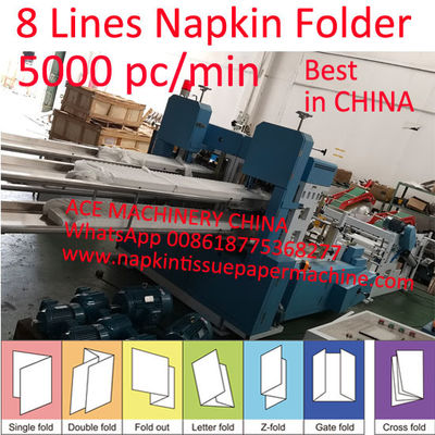 Italy Design Heavy Duty 4 Folds Paper Napkin Machine Dengan 4 Lanes 5000 Sheet / Min